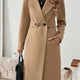 Belted Longline Wool-Look Coat with Wide Collar and Side Pockets