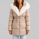 Belted Quilted Puffer Jacket with Faux Fur Hood