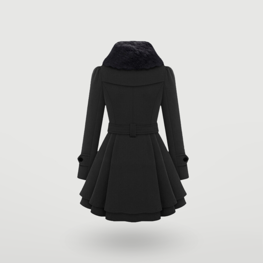 Belted Wool-Blend Wrap Coat with Flared Hem - Marl &amp; Mere