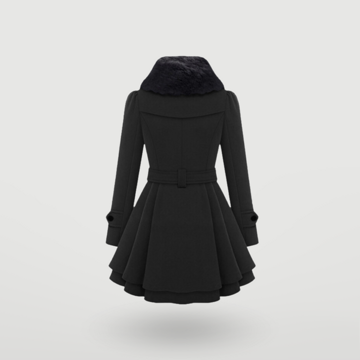 Belted Wool-Blend Wrap Coat with Flared Hem - Marl &amp; Mere