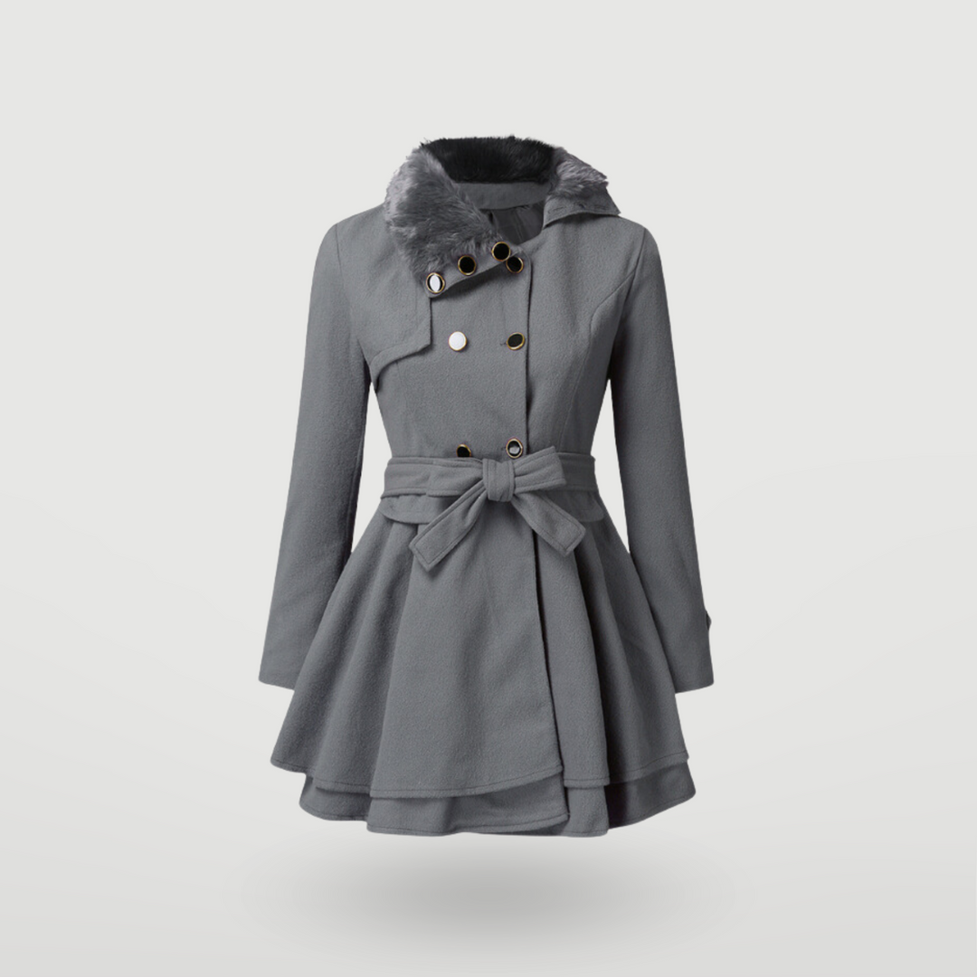 Belted Wool-Blend Wrap Coat with Flared Hem - Marl &amp; Mere