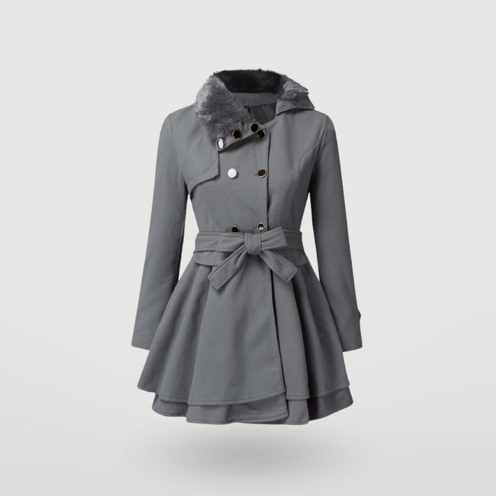 Belted Wool-Blend Wrap Coat with Flared Hem - Marl &amp; Mere