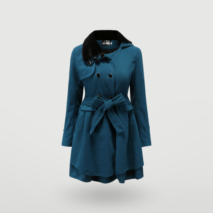 Belted Wool-Blend Wrap Coat with Flared Hem - Marl &amp; Mere