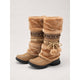 Boho Mid-Calf Winter Boots with Plush Cuff and Pom-Pom Detail