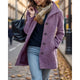 Button-Front Mid-Length Coat with Turndown Collar