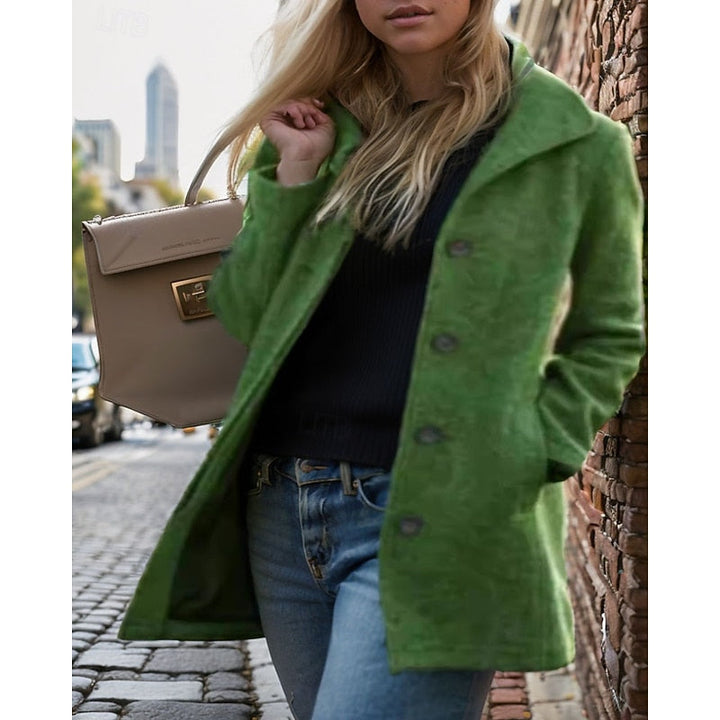 Button-Front Mid-Length Coat with Turndown Collar - Marl &amp; Mere