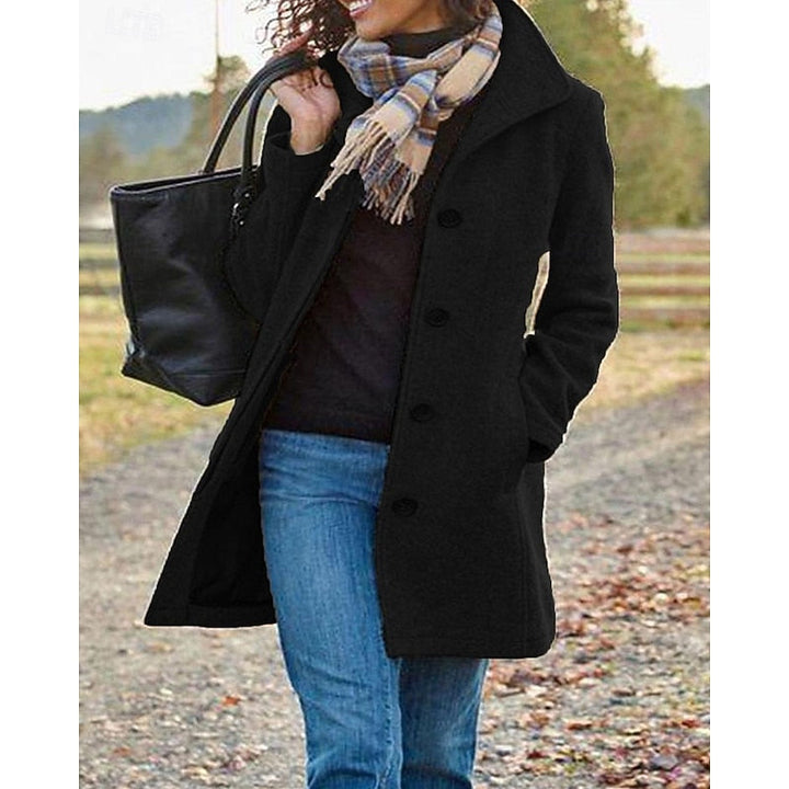 Button-Front Mid-Length Coat with Turndown Collar - Marl &amp; Mere
