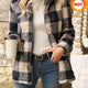 Checked Plush Hooded Jacket with Full Zip and Pockets
