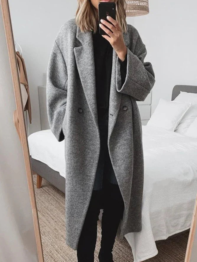 Classic Tailored Longline Overcoat in Soft Cotton Blend