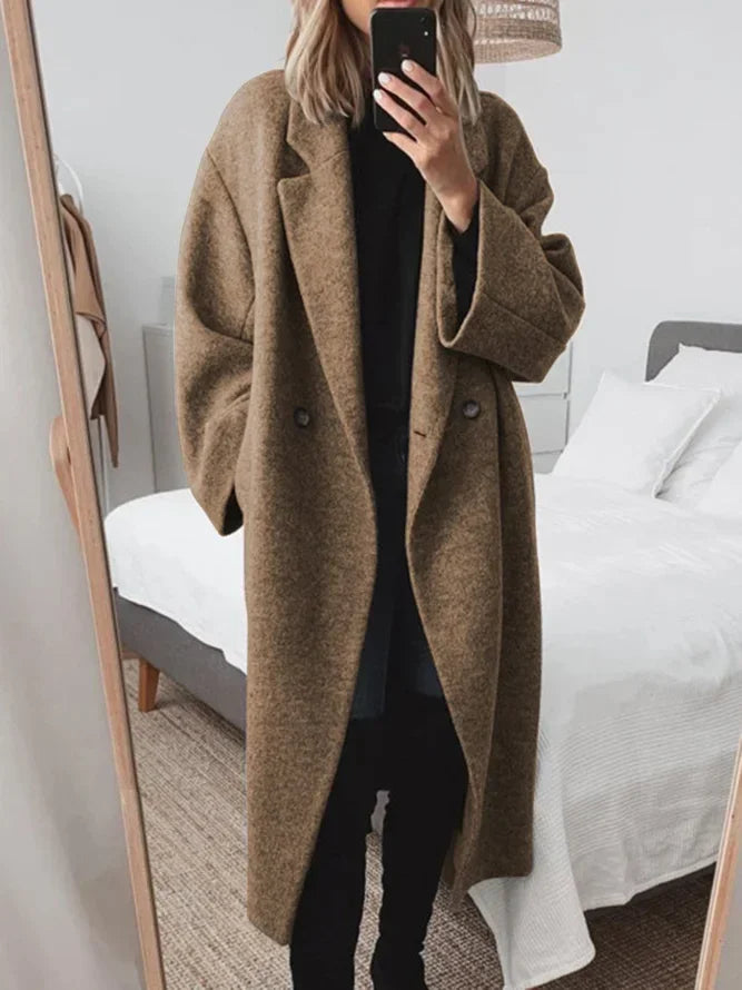 Classic Tailored Longline Overcoat in Soft Cotton Blend