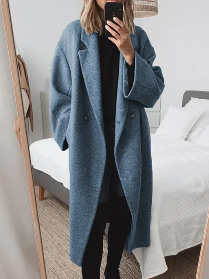 Classic Tailored Longline Overcoat in Soft Cotton Blend - Marl &amp; Mere