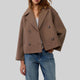 Cropped Double-Breasted Jacket with Wide Notch Lapels