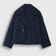 Cropped Double-Breasted Wool-Look Pea Coat with Wide Lapels