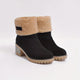 Cuffed Ankle Boots with Plush Lining and Block Heel