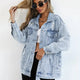 Distressed Oversized Denim Jacket with Ripped and Frayed Details