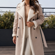 Double-Breasted Faux Leather Coat with Sherpa Collar, Cuffs and Belt
