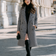 Double-Breasted Houndstooth Wool-Look Longline Coat