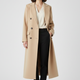 Double-Breasted Longline Coat with Notch Lapels and Flap Pockets