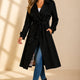 Double-Breasted Maxi Trench Coat with Tie Belt and Tartan Lining