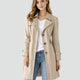 Double-Breasted Midi Trench Coat with Buttoned Cuffs and Fitted Waist