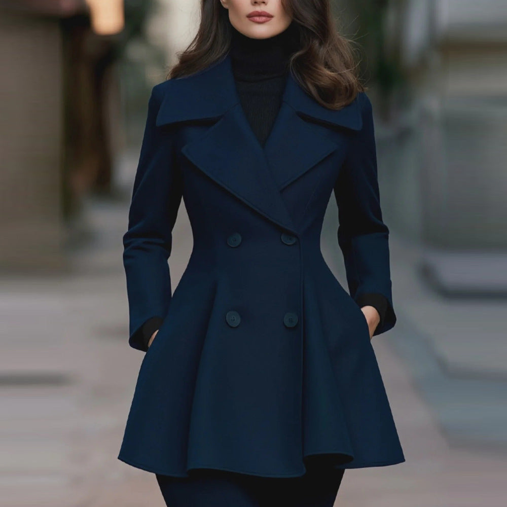 Double-Breasted Peplum Blazer with Notched Lapels