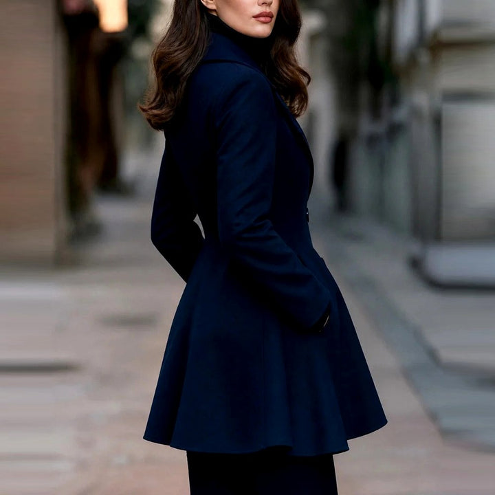 Double-Breasted Peplum Blazer with Notched Lapels - Marl &amp; Mere