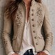 Embroidered Stand Collar Jacket with Braided Trim and Button Front