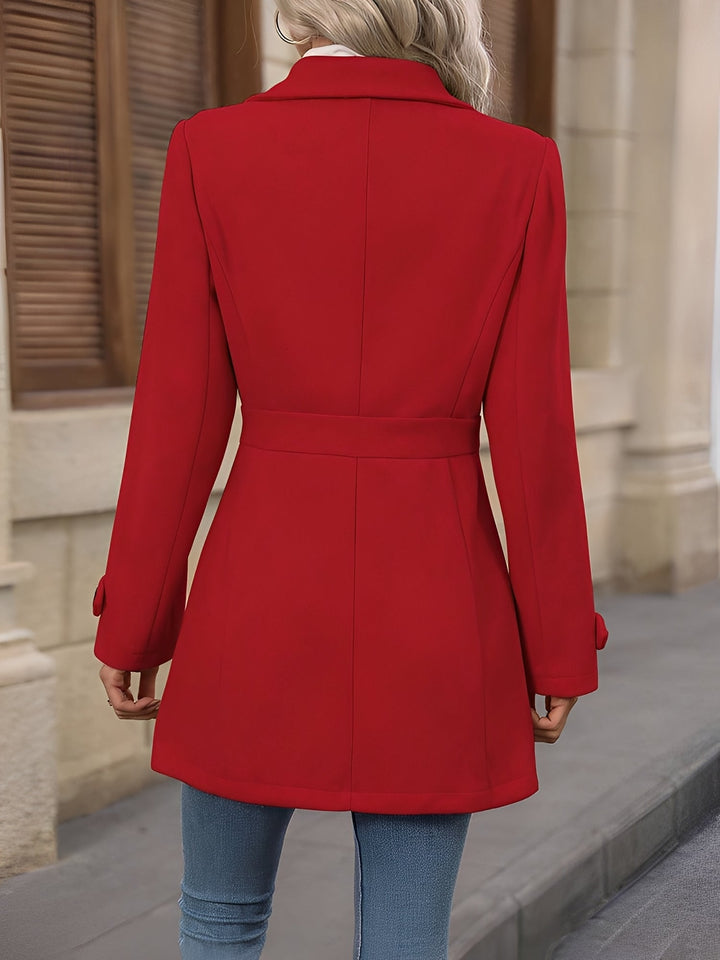 Fitted Double-Breasted Trench Coat with Gold-Tone Buttons - Marl &amp; Mere