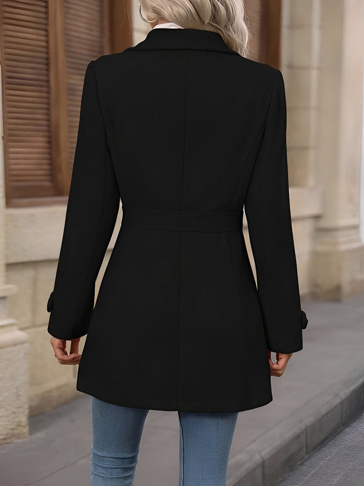 Fitted Double-Breasted Trench Coat with Gold-Tone Buttons - Marl &amp; Mere