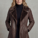 Fitted Leather Winter Jacket with Plush Shearling Collar