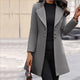 Fitted Single-Breasted Long Coat with Wide Lapels and Flared Hem