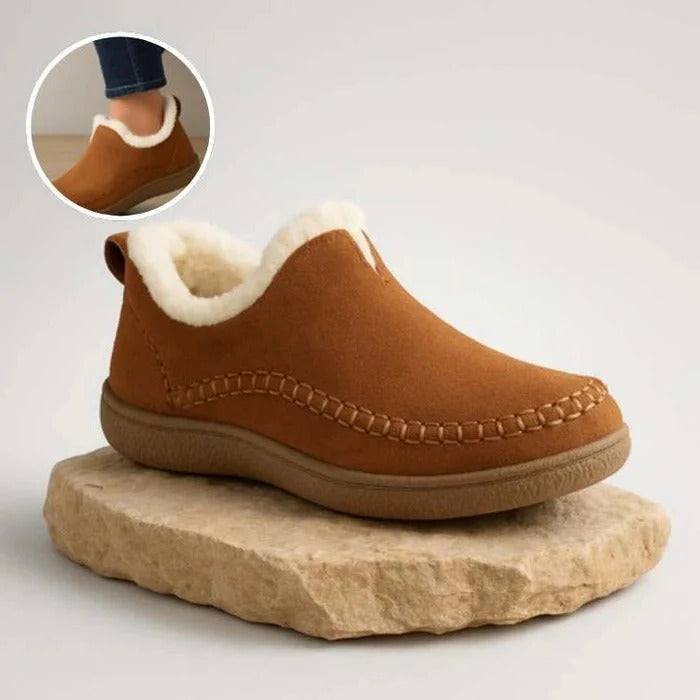 Fleece-Lined Winter Comfort Shoes with Orthopedic Footbed and Anti-Slip Sole - Marl & Mere