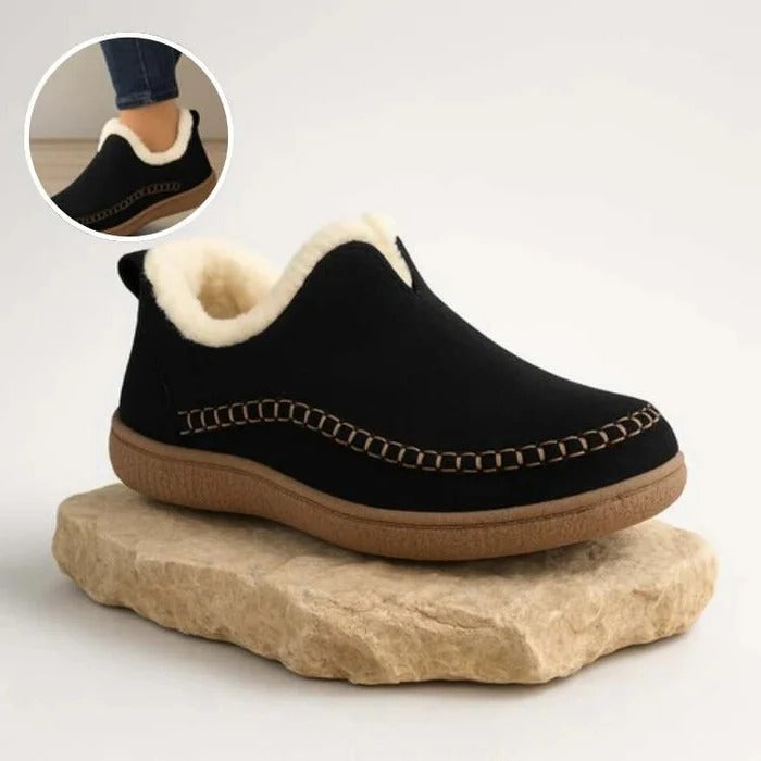 Fleece-Lined Winter Comfort Shoes with Orthopedic Footbed and Anti-Slip Sole - Marl &amp; Mere