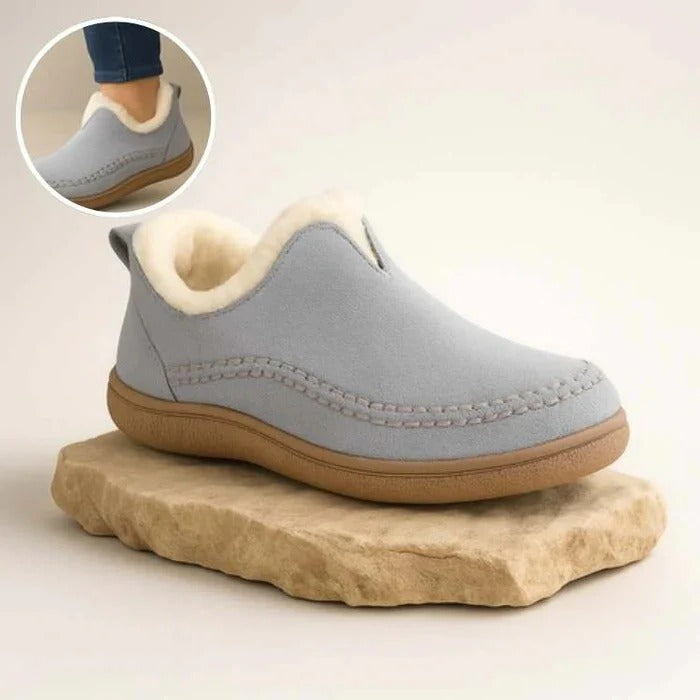 Fleece-Lined Winter Comfort Shoes with Orthopedic Footbed and Anti-Slip Sole - Marl &amp; Mere