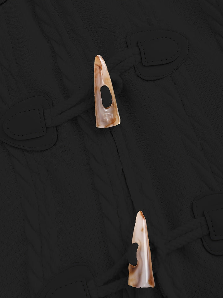 Fur-Trimmed Hooded Longline Coat with Toggle Buttons - Marl &amp; Mere
