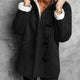 Hooded Faux Suede Duffle Coat with Sherpa Lining and Toggle Fastening