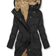 Hooded Insulated Quilted Coat with Plush Fleece Lining and Drawstring Waist