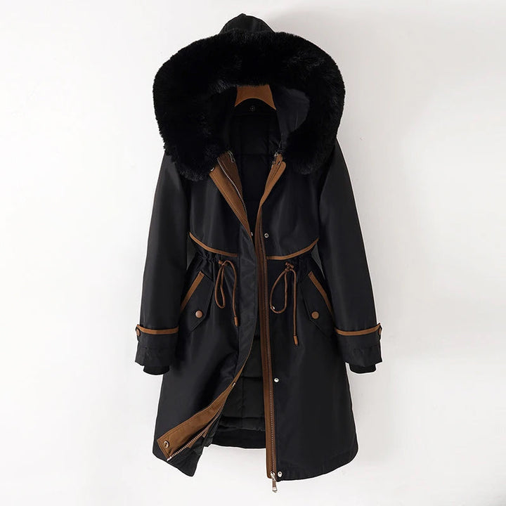 Hooded Parka with Faux Fur Trim and Drawstring Waist