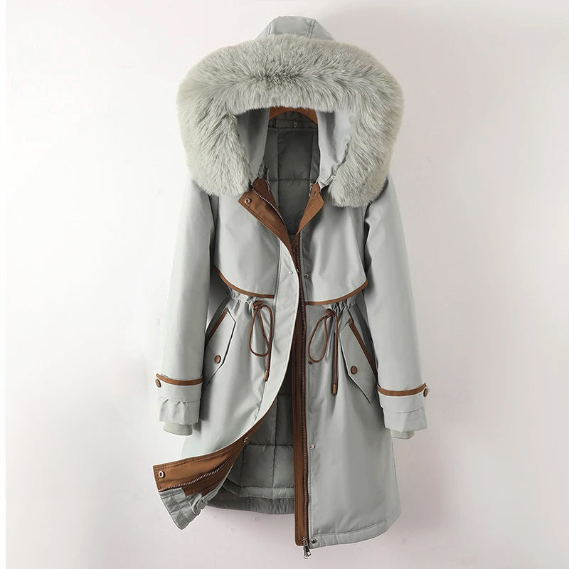 Hooded Parka with Faux Fur Trim and Drawstring Waist