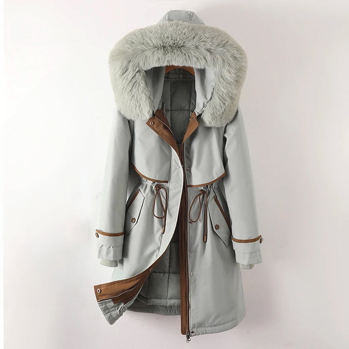 Hooded Parka with Faux Fur Trim and Drawstring Waist