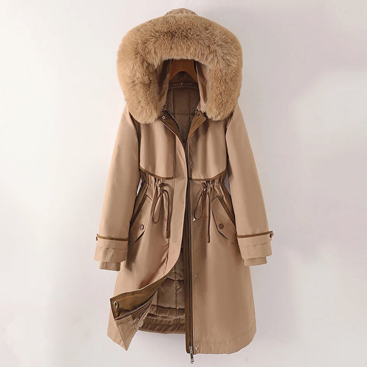 Hooded Parka with Faux Fur Trim and Drawstring Waist