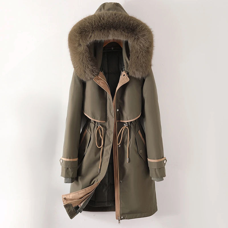 Hooded Parka with Faux Fur Trim and Drawstring Waist - Marl &amp; Mere