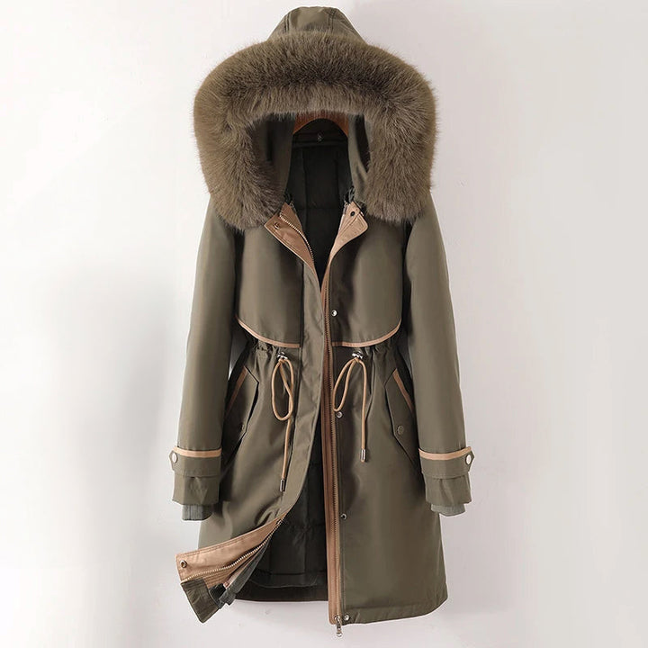 Hooded Parka with Faux Fur Trim and Drawstring Waist - Marl &amp; Mere