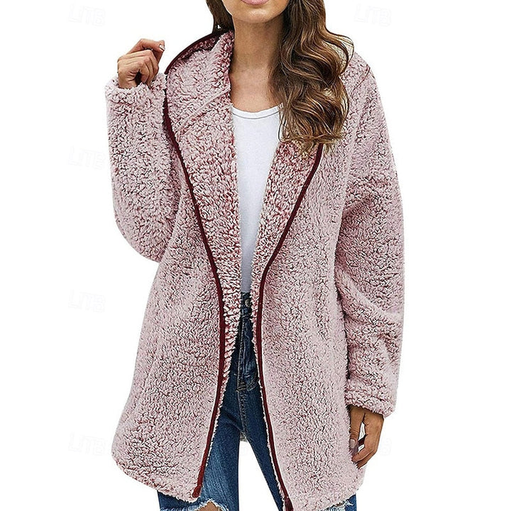 Hooded Teddy Fleece Jacket with Zip Front