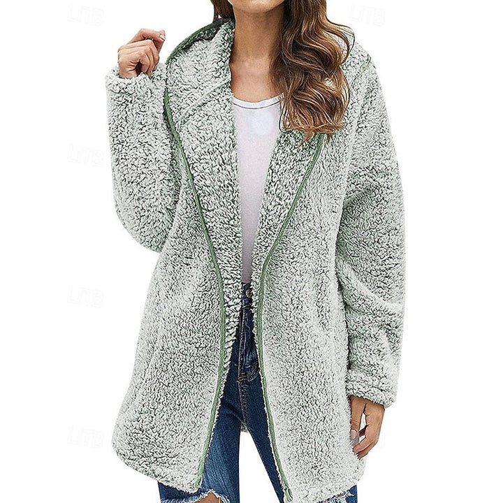 Hooded Teddy Fleece Jacket with Zip Front
