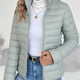 Lightweight Quilted Puffer Jacket with Stand Collar and Full Zip Front