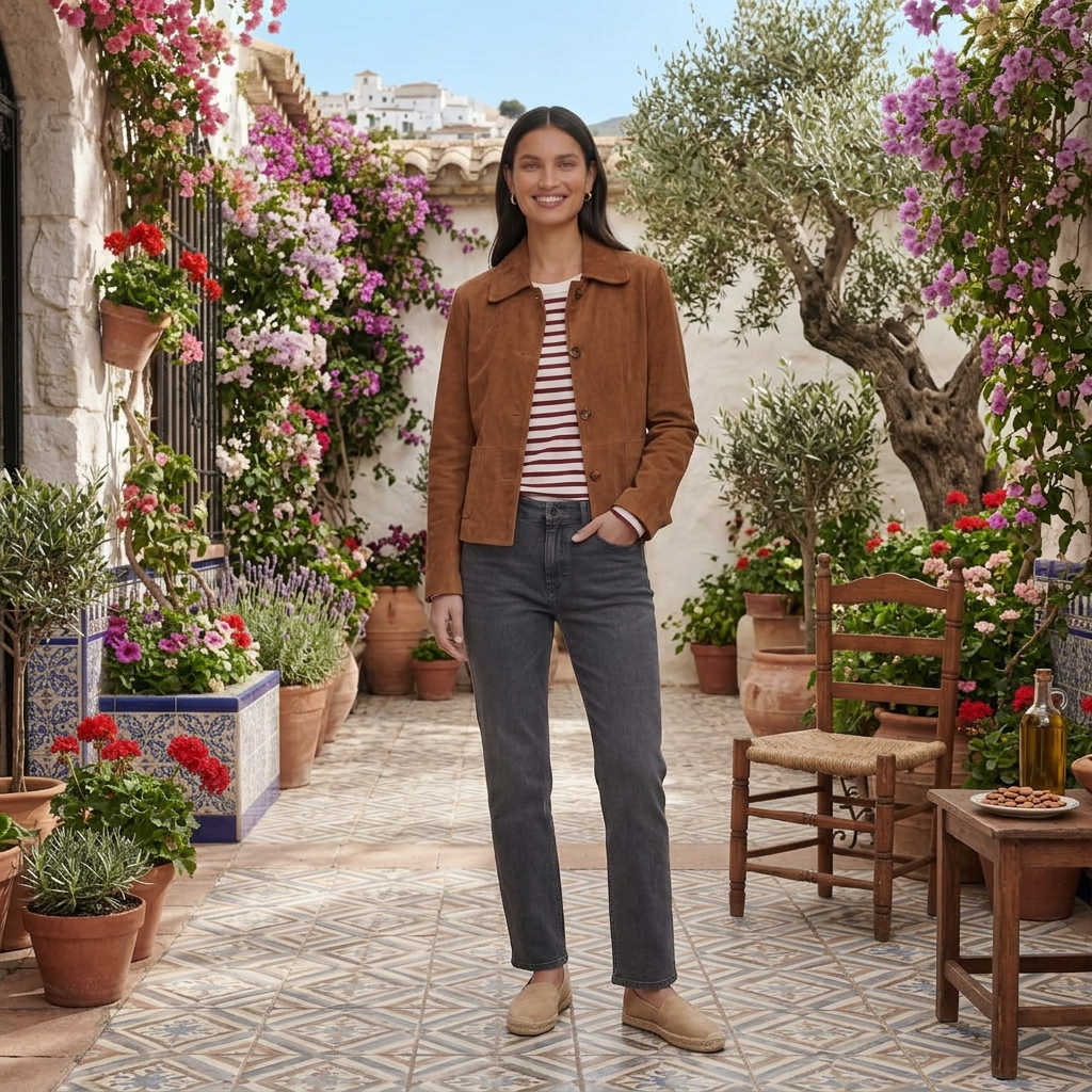 Lightweight Suede Jacket with Shirt Collar and Button Front - Marl &amp; Mere