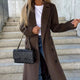 Long Double Breasted Wool-Look Coat with Wide Classic Collar