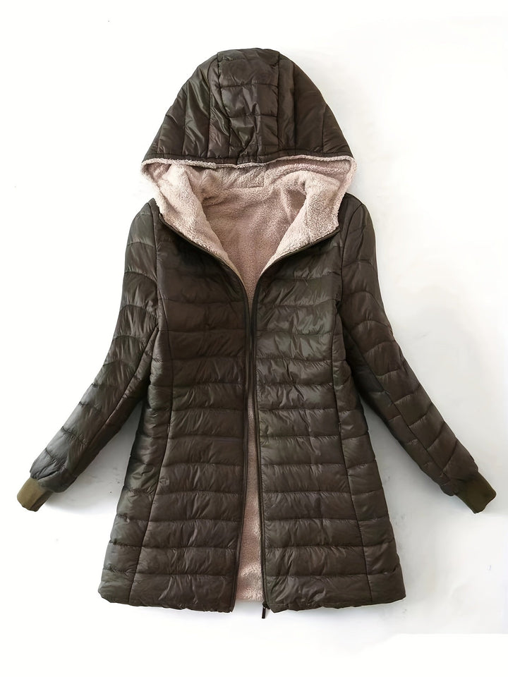 Long Waterproof Quilted Coat with Soft Faux Fur Lining