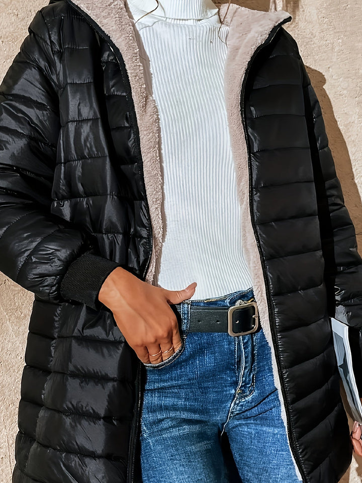 Long Waterproof Quilted Coat with Soft Faux Fur Lining